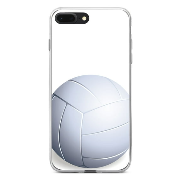 DistinctInk Clear Shockproof Hybrid Case for iPhone 7 PLUS / 8 PLUS (5.5" Screen) - TPU Bumper, Acrylic Back, Tempered Glass Screen Protector - White Volleyball