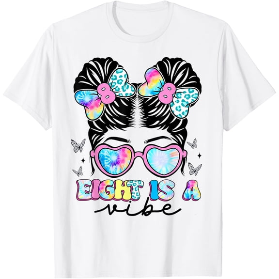 t-shirt Retro Eight Is A Vibe 8 Year Old 8th Birthday Girl Gifts T-ShirtMen and women can wear white T-shirts, gifts. Age: M,,L,XL,2XL,3XL, 4XL