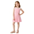 thumbnail image 4 of FRSASU Girl's Sleeveless Summer Tank Dress Crew Neck Casual Solid Color Beach Vacation Sundress Pink-A, 4 of 8