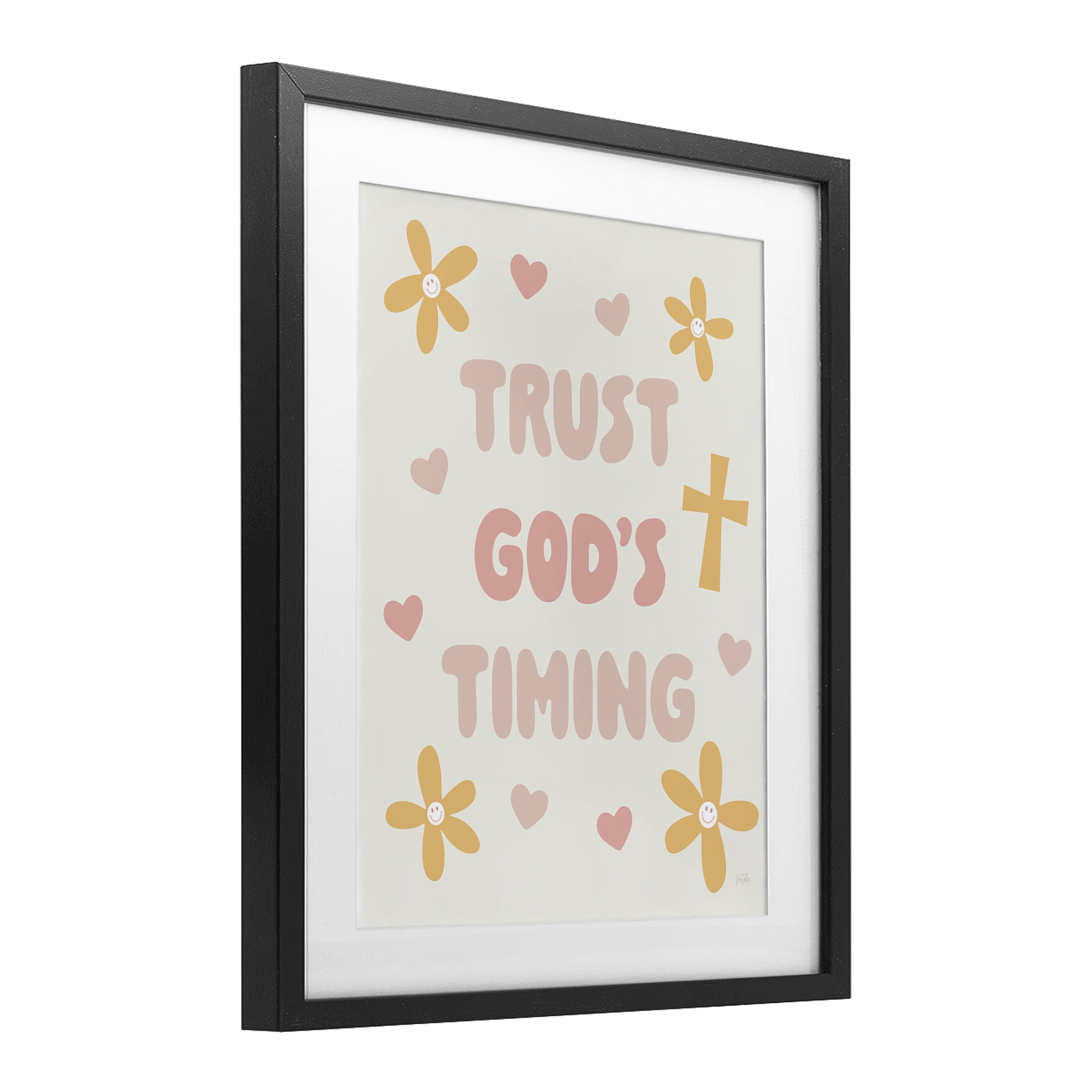 Stupell Industries Retro Trust God's Timing Black Framed Print Under Glass, design by Natalie Carpentieri