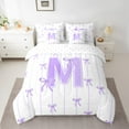 thumbnail image 2 of Castle Fairy Monogrammed Letter M 7 Pieces Bedding Comforter Set for Teens Boys Girls,Kawaii Bow Full Bedding Set Lightweight,Geometric Stripes Fitted Sheet Flat Sheet,Super Cozy Room Decor, 2 of 8