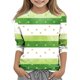 thumbnail image 2 of Blusas y camisas de manga larga con cuello redondo, informales, con estampado del Día de San Patricio, de manga tres cuartos y cuello redondo, para niños de talla mediana y grande., 2 of 6