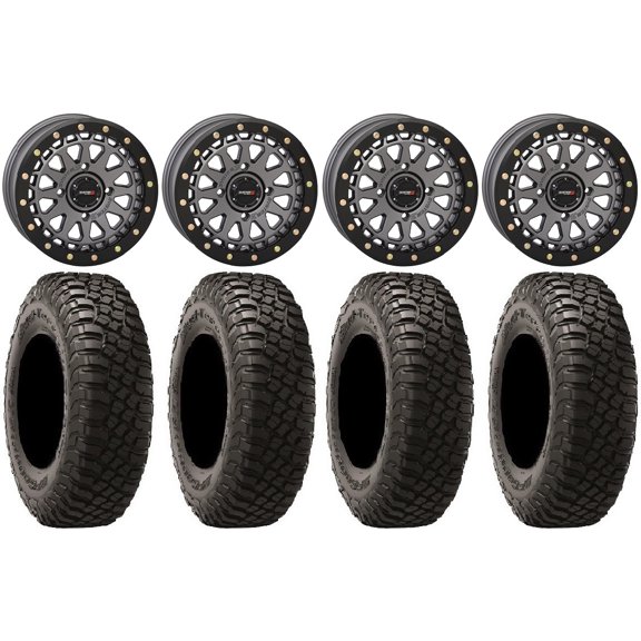 System 3 SB-6 15" Wheels Gm (5 2) 35" BFG KM3 Tires Can-Am Commander Maverick Renegade Outlander Defender