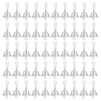 Uxcell Jingle Bells 1" Metal Hanging Bells with 0.9" Spring Hooks, Silver 50Pack