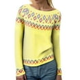 thumbnail image 4 of larppty Fashion Sweater Women Vintage Long Sleeve Casual Crewneck Sweater Fair Isle Knit Pullover Top (Yellow, XL), 4 of 9