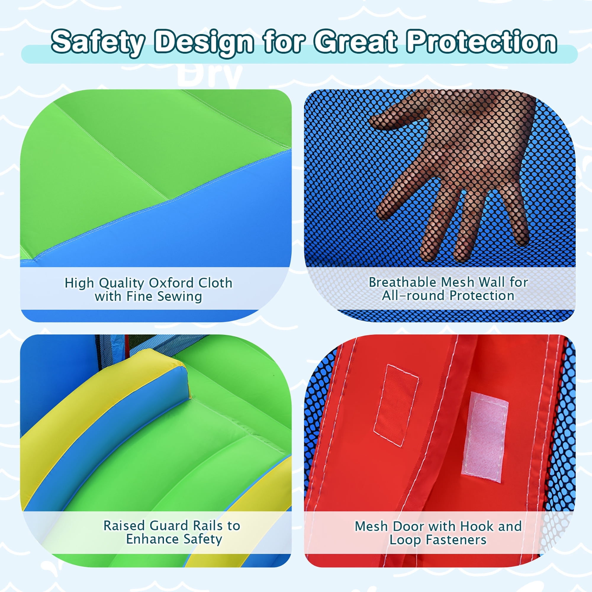Costway Inflatable Kids Water Slide Outdoor Indoor Slide Splash Pool with 480W Blower