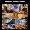 thumbnail image 5 of Compatible for Samsung Galaxy Z Flip 7 Stand Case, Slim Shockproof Protective Rotating Magnetic Ring Bracket Classic PU Leather Phone Cover for Samsung Galaxy Z Flip 7, Brown, 5 of 6
