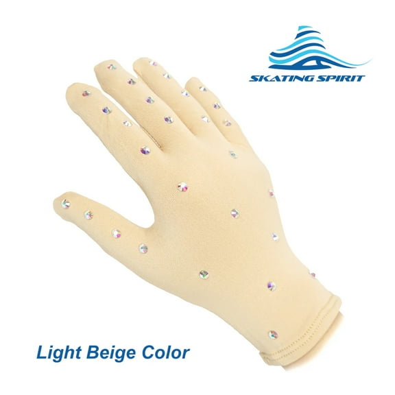 SKATING SPIRIT Thermal Figure Skating Competition Gloves (1 pair) Sparkle Rhinestone Decoration, for Performance Show Dance