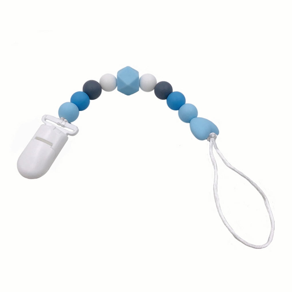 Newborn Boys Girls Pacifier Clip Silicone Beads Chain Nipple Baby Pacifier Gift 