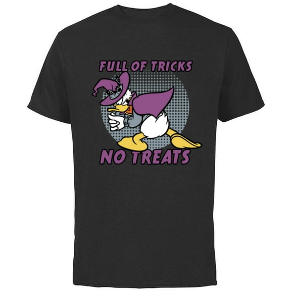 Disney Donald Duck Full of Tricks No Treats 80s Halloween - Short Sleeve Cotton T-Shirt for Adults - Customized-Black
