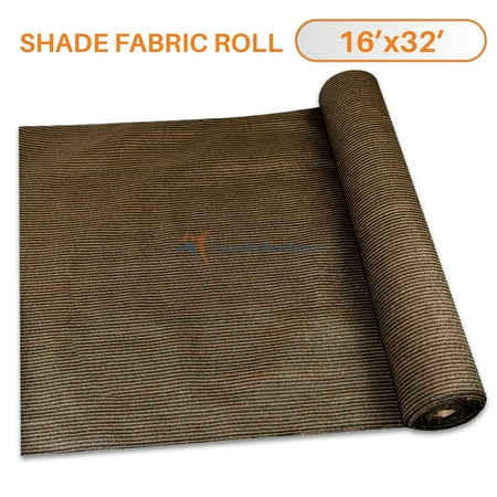 TANG Sunshades Depot 16' x 32' Shade Cloth 180 GSM HDPE Brown Fabric Roll Up to 95% Blockage UV Resistant Mesh Net