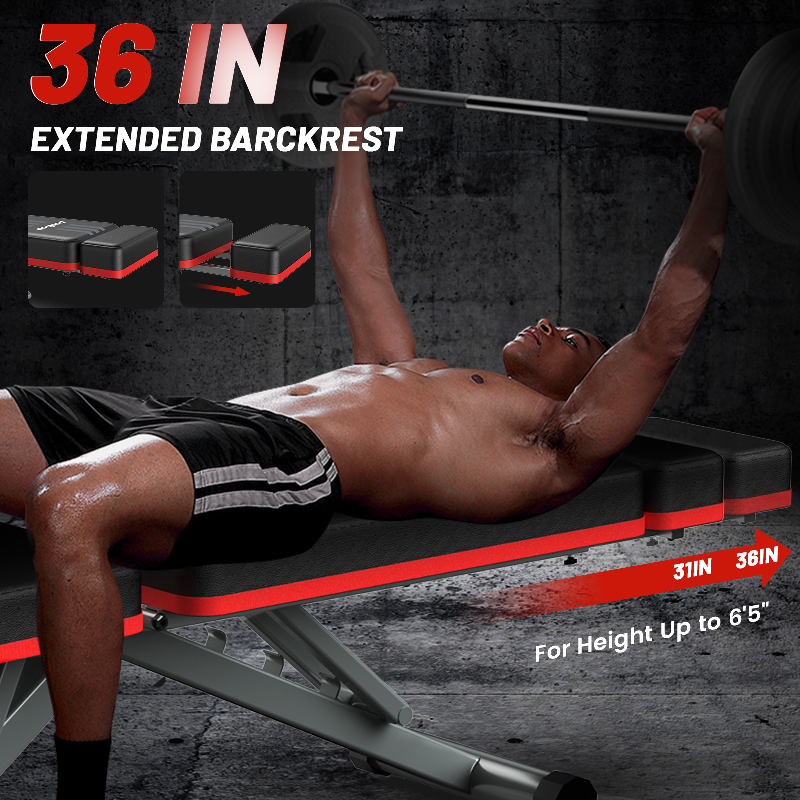Pooboo Adjustable Foldable Weight Bench Press photo 4