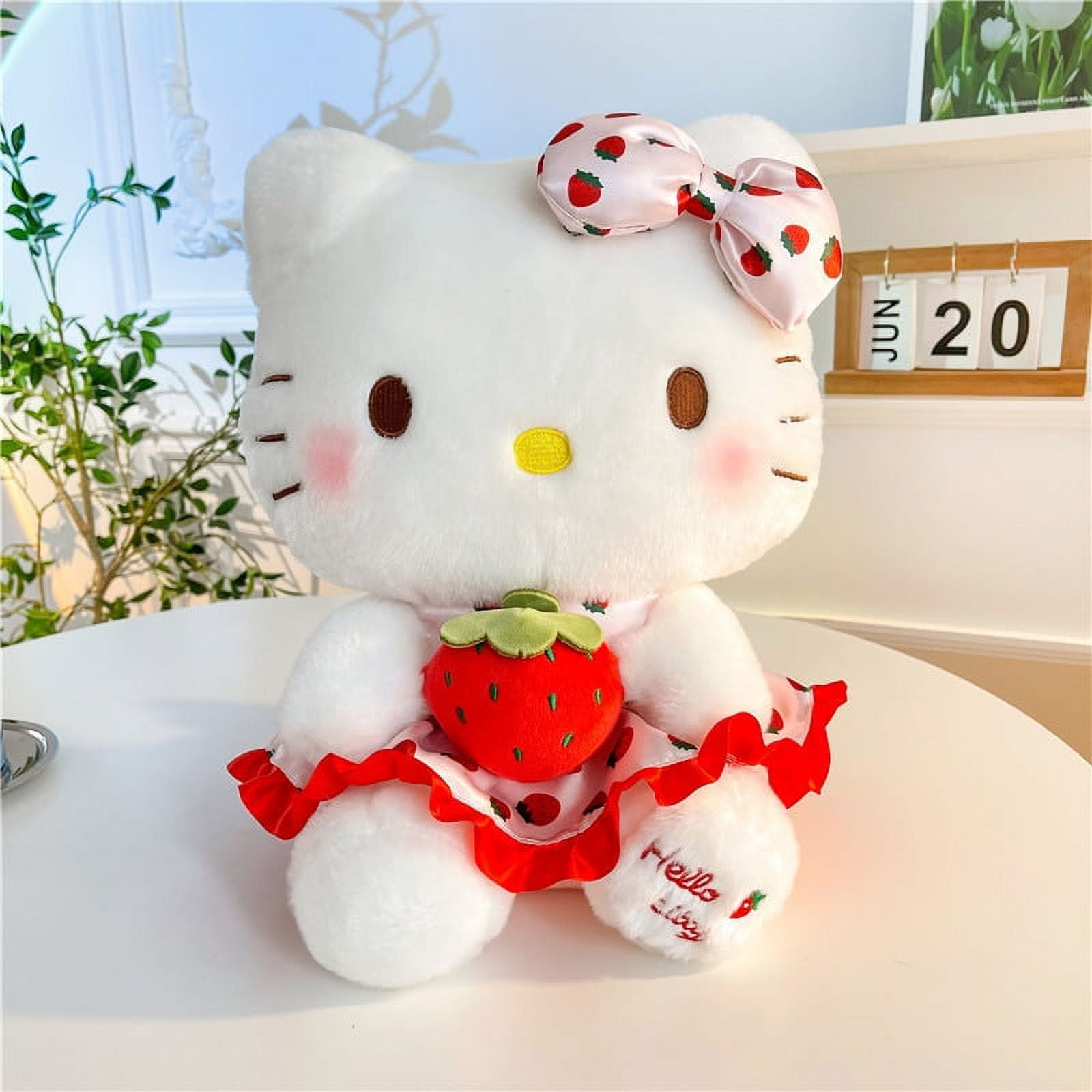New Sanrio Plush Toy Strawberry Hello Kitty Plushies Stuff Doll Children Girl Throw Pillow Giant Stuffed Cuddly Xmas Gift Toy