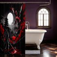 thumbnail image 3 of Manfei Japanese Dragon Animals Shower Curtain 72Wx78L,Moon Samurai Bath Curtain,Black Red, 3 of 5