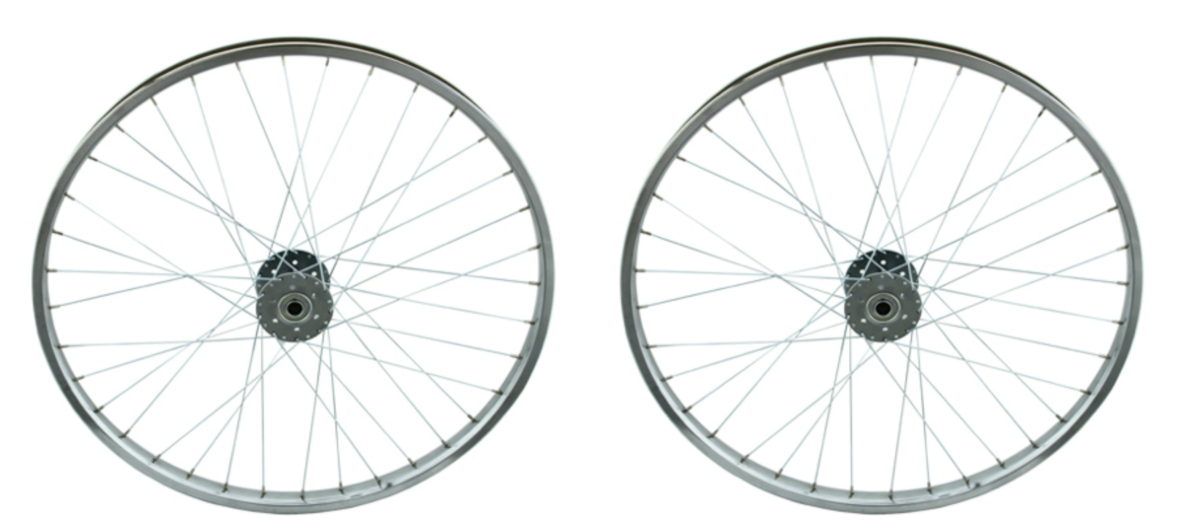 Two Chrome 26" 36 Spoke Hollow Hub Wheels for Trike.