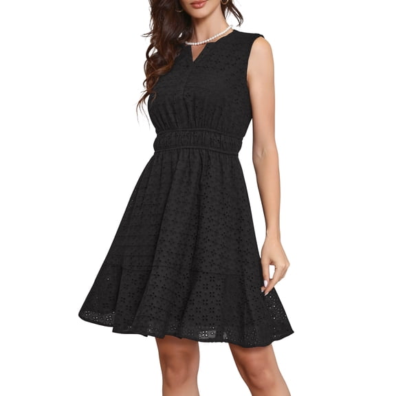 DARING DIVA Women's Short Sleeveless V Neck Hollow Out Dress XS Black