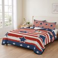 thumbnail image 2 of Twin XL Quilt Set 68''x98'', 4th of July Lightweight Bedspread Coverlet with 2 Pillow Shams, Independence Day Patriotic Red Striped Blue Star Breathable All Season Quilt Bedding for Dorm/Guest Room, 2 of 9