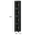 thumbnail image 2 of Slim Narrow Plastic Storage Cabinet with Adjustable Shelves, Doors & Wheels, Waterproof & Dustproof Design,Black, 2 of 7