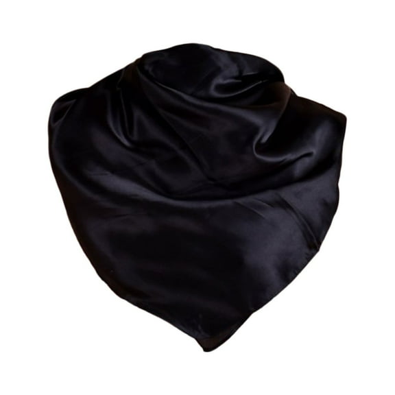 UJNDER Women Fashion Solid Satin Square Head Scarf Lightweight Neck Scarves and Hair Bandana for Stylish Women Black