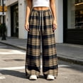 thumbnail image 6 of Idoravan Womens Plaid Pants Wide Leg Women's Elastic Waist Straight Casual Wide Leg Pants Daily Wear Outfit Pants Womens Loose Pants Casual, 6 of 7