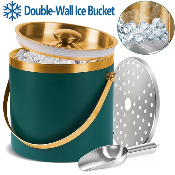 SAVALETOR Insulated Ice Bucket with Lid & Accessories, 3L Double Wall Vacuum Stainless Steel Champagne Cooler for Party, Bar, Home & Outdoor, World Cup,Leak-Proof & Long-lasting Cooling