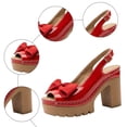 thumbnail image 6 of Dakaela Women's Slingback Chunky Heels Sandals Open Toe Leather Bow Platform Wedge Dress Walking Pumps Shoes for Prom Wedding Party Red 8, 6 of 7