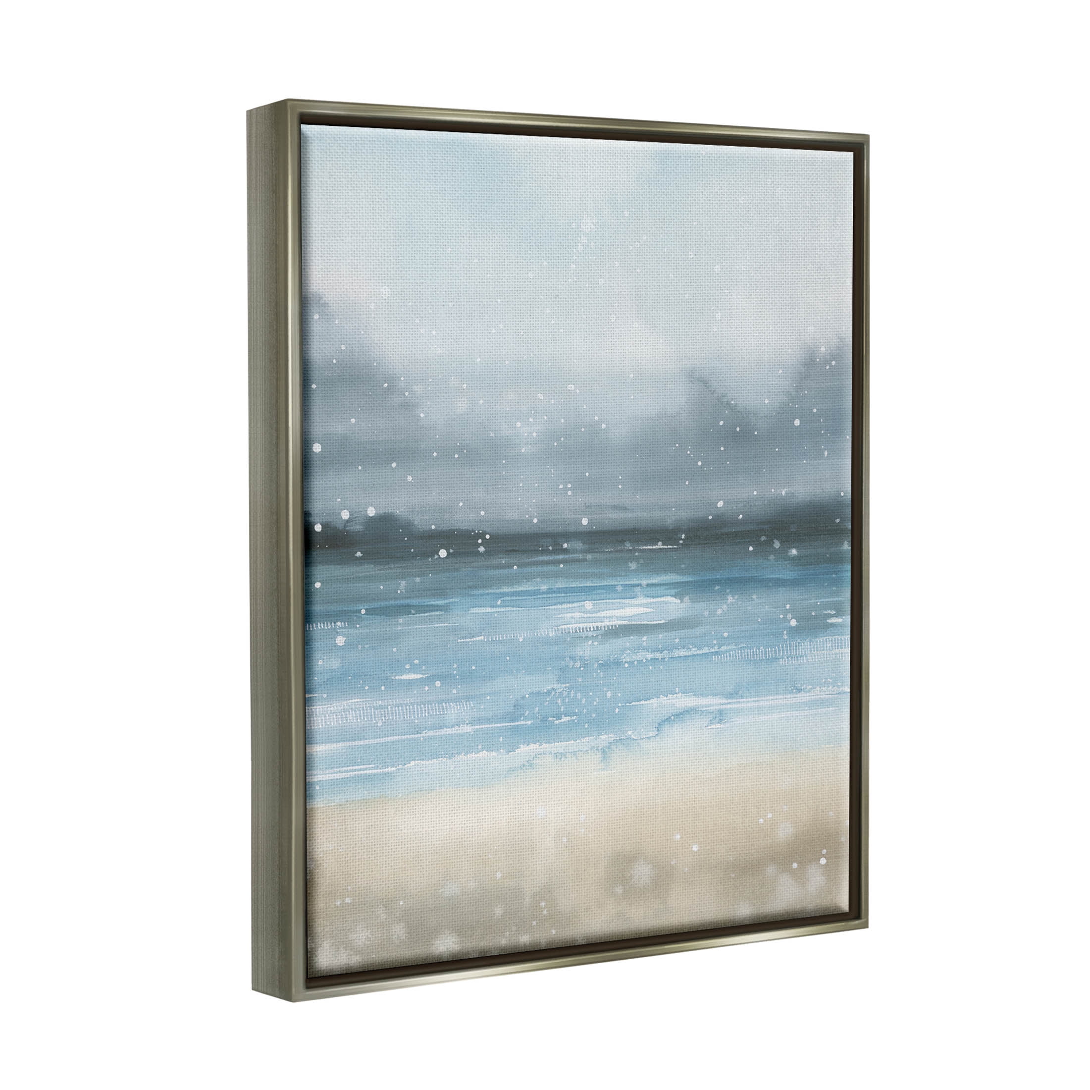 Stupell Industries Rainy Nautical Shore Landscape Graphic Art Luster Gray Floating Framed Canvas Print Wall Art, Design by Grace Popp