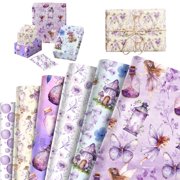 Purple Fairy Tale Wrapping Paper - Dreamy Magic Forest Design Party Gift Wrap Set