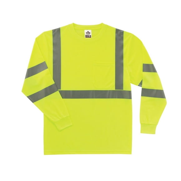 Ergodyne GloWear 8391 ANSI High Visibility Lime Reflective Long Sleeve Safety Shirt, Medium