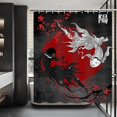 thumbnail image 4 of Black and White Fish Shower Curtain, Yin Yang Shower Curtain, Japanese Anime Cherry Blossom Red Sun Shower Curtain Set Waterproof Bath Curtain Bathroom Decor with 12 Hooks, 72x72 inches, 4 of 6