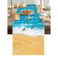 thumbnail image 5 of Summer Watercolor Sea Cruises Table Runner 13x70in Non-Slip Cotton Linen Table Runners, Beaches Blue Oceans Dresser Scarves TableRunner for Dinner Kitchen Dining Wedding Party, 5 of 9
