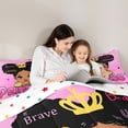 thumbnail image 4 of Castle Fairy Black Cartoon Princess Girl Full Size Comforter Sets 3-Piece,Gradient Glitter Word Art Bedding Comforter Set,Pink Gold,1 Comforter and 2 Pillowcases, 4 of 6