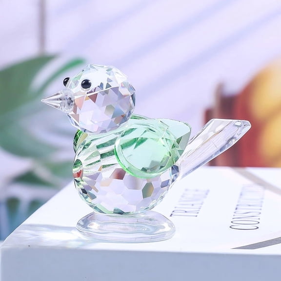 Glass Green Bird Figurine Birds Statue Crystal Animal Sculpture Decorative Ornaments for Home Decoration,Birthday Present,Women Gift of Happiness