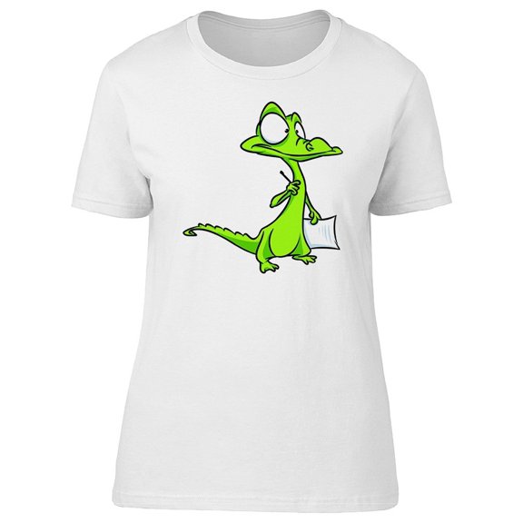 Crocodile With Pen & Paper Tee Women's -Image by Shutterstock