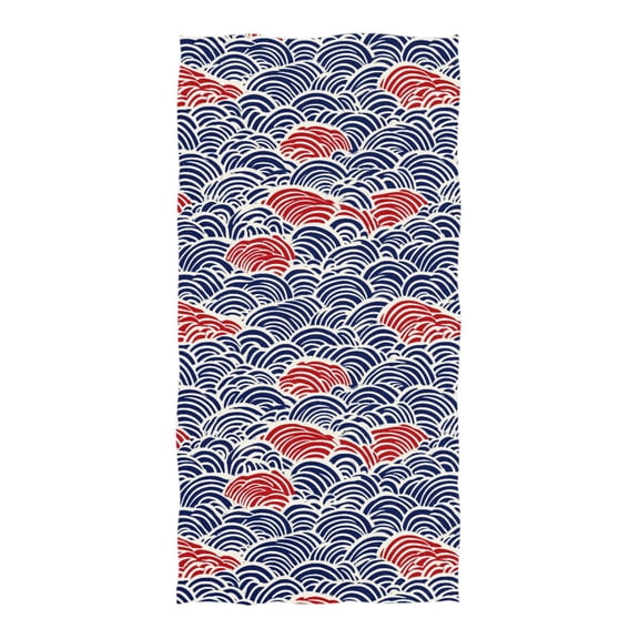 Oversized Beach Towel Extra Large Absorbent Microfiber Bath Towels Soft Quick Drying Red Blue Japanese Wave 74"x37"