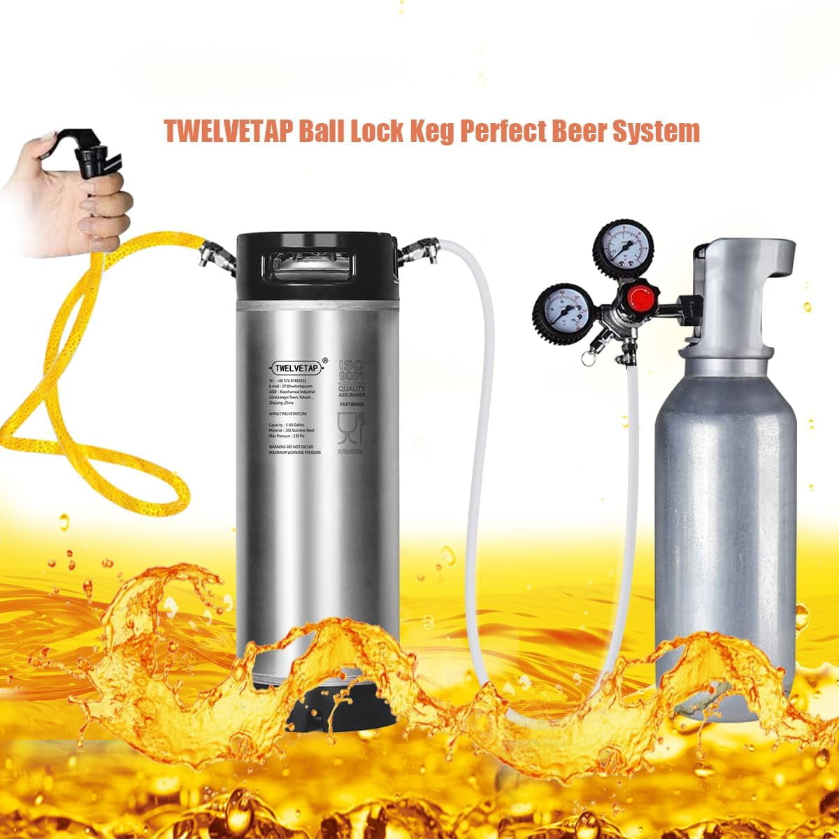 5Gal/19L Beer Keg 304 Stainless Steel Coke Syrup Milk Soda Barrel Rubber Handle Bucket Ball Lock Cornelius Style