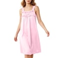 thumbnail image 5 of Blmnix Chemises Sleep Shirts for Women Bamboo Nightgowns Sexy Nightgown Nightshirt Sleeveless Pink Knee Length Square Neckline Moomoo Nightgowns for Women, 5 of 7