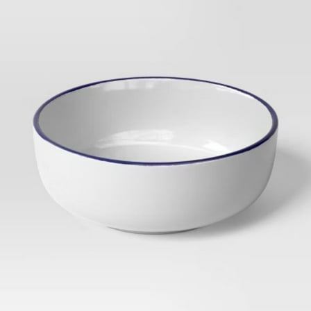 23.8oz Stoneware Cereal Bowl Blue Rim -
