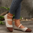 thumbnail image 4 of Rokment Color Block Knit Ballet Flat Dressy Shoes for Women Ladies Comfortable Lightweight Round Toe Ankle Strap Slip on Low Heels Walking Loafers Fall Casual Dress Dance Mary Jane Brown Size 7, 4 of 6