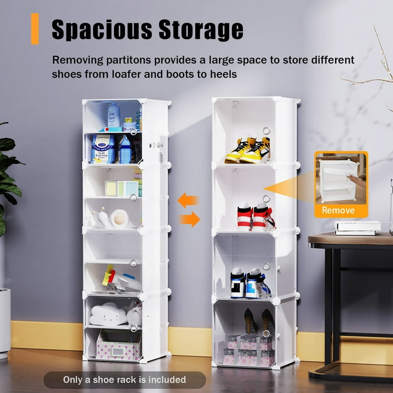 ANQIDI Dust-proof Shoe Rack Organizer 12-Tiers Stackable 96 Pairs DIY Shoe  Storage Cabinets Stand Clear Plastic Shoe Boxes (4*12)