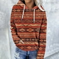 thumbnail image 2 of Geometric Print Western Aztec Hoodies for Women Pullover Casual Ethnic Style Long Sleeve Loose Retro Hooded Sweatshirt Tops, 2 of 5
