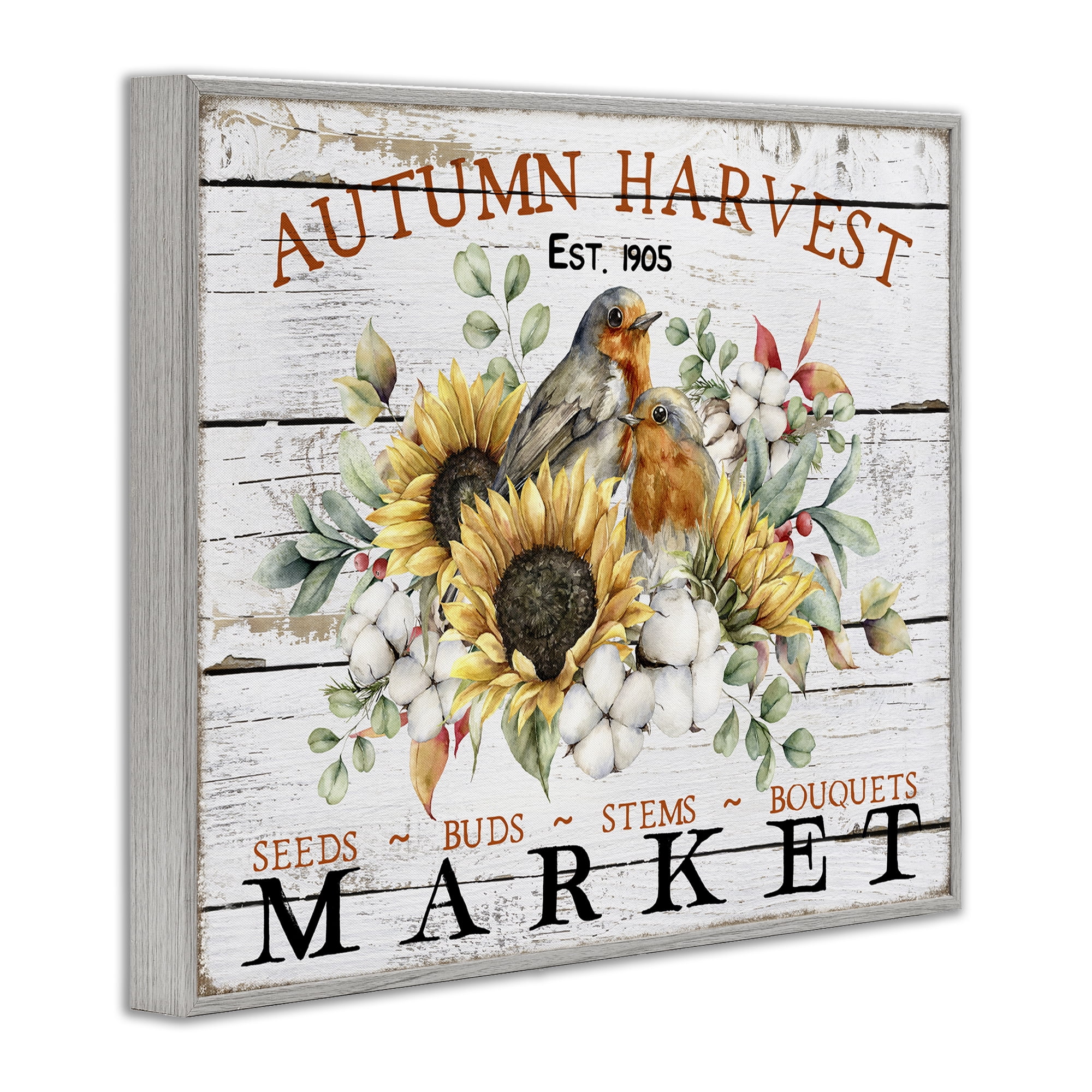 Stupell Industries Autumn Harvest Market Holiday Painting Gray Framed Art Prints Wall Art, 14 x 11