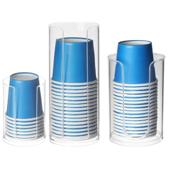 UDIYO Plastic Bathroom Cup Dispenser, Small Disposable Paper Cups Holder for Bathroom Vanity Countertops Rinsing/Mouthwash Cups, Clear Plastic