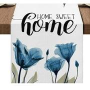 Blue Tulip Table Runner: Home Sweet Home Tabletop Cloth Dinning Room Dcor 13" x 72"