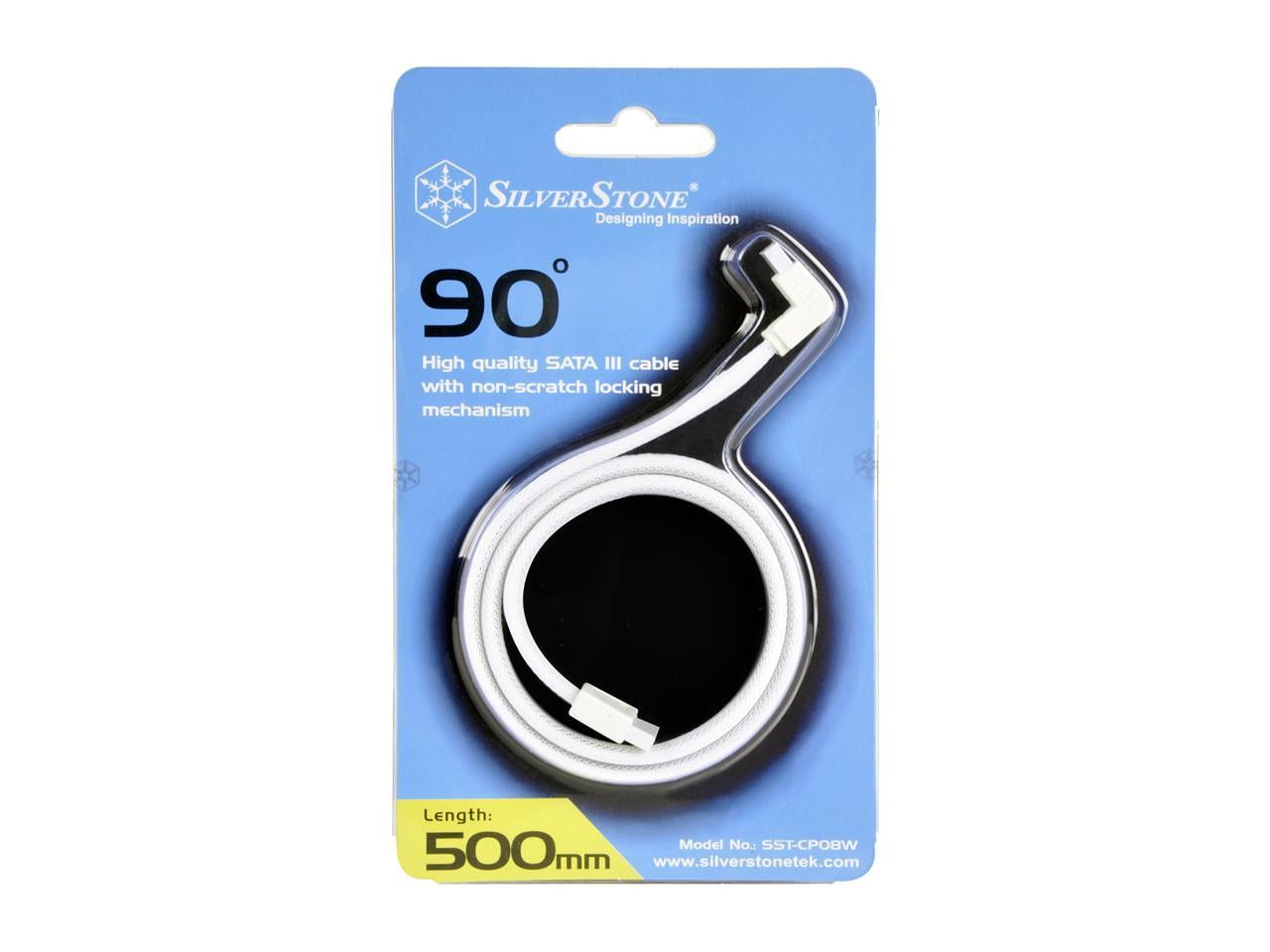SilverStone 90 Degree SATA III with Locking Mechanism, White (RL-CP08W)