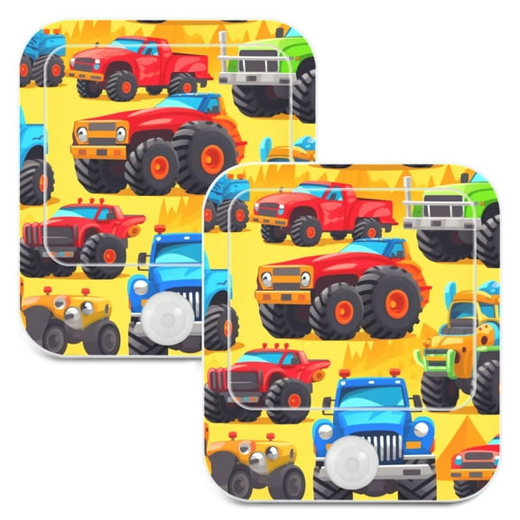 Trucks Desert Night Lights Plug into Wall LED with Auto Light Sensor Warm Light for Kids Hallway Bedroom Living Room Kitchen Bathroom Set of 2