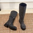 thumbnail image 7 of Xfvqtps Vintage Mid Calf Boots for Women Pull on Round Toe Thick Sole Buckle Strap Faux Leather Tall Boots, 7 of 7