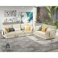 thumbnail image 4 of VanAcc Modular Sectional Sofa, 5 Seats 3 Seater and Loveseat 2 Piece Couch, Oversized Sectional Sofa with Storage, Ottomans- Chenille Beige Couch, 4 of 5