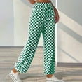 thumbnail image 2 of WRKEKC Casual Pants for Women, Wide Leg Pants for Women, Ladies' Trendy Casual Checkered Plaid Print Elastic Waist Straight Wide Leg Pants, 2 of 8