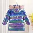 thumbnail image 4 of Elabch Girls Puffer Jacket Metallic Shine Hooded Puffer Jacket Winter Cotton Lined Zip Thick Warm Quilted Puffer Jackets for Kids, Sizes 5-13Y, 4 of 4